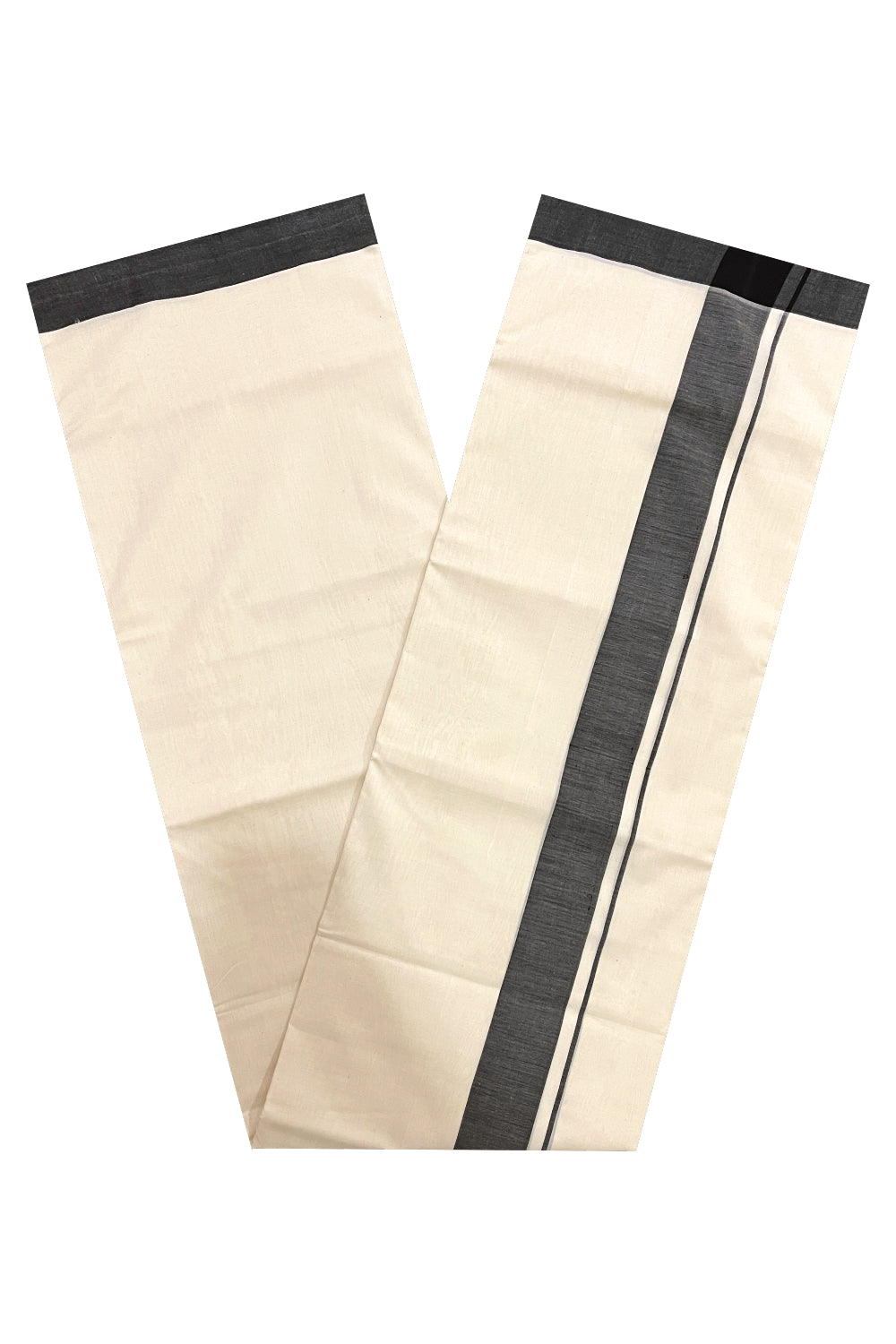 Southloom Premium Balaramapuram Unakkupaavu Handloom Mundu with 2 inch Black Border (South Indian Kerala Dhoti)