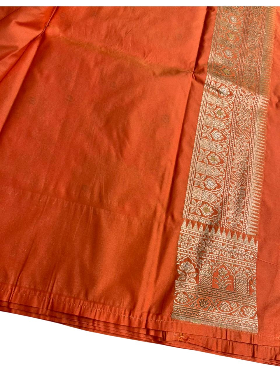 Southloom Pure Banarasi Silk Saree with Woven Work on Body and Borders (Orange)