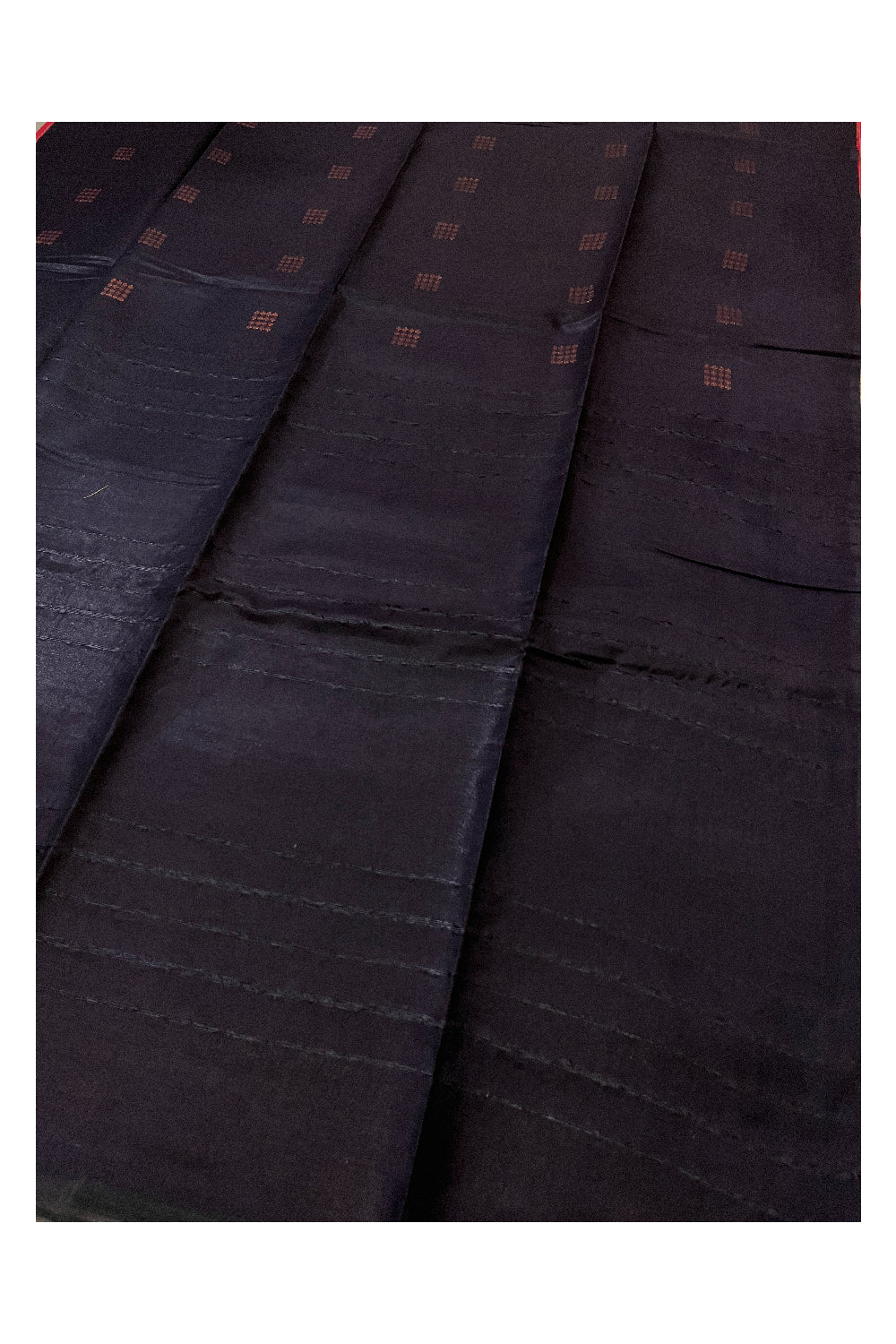 Southloom Cotton Black Saree with Copper Butta Works on Body