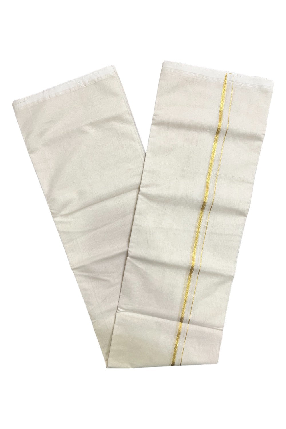 Premium Balaramapuram Handloom Unakkupaavu Cotton Double Mundu with 0.25 inch Kasavu Border (Vishu 2024 Collection)