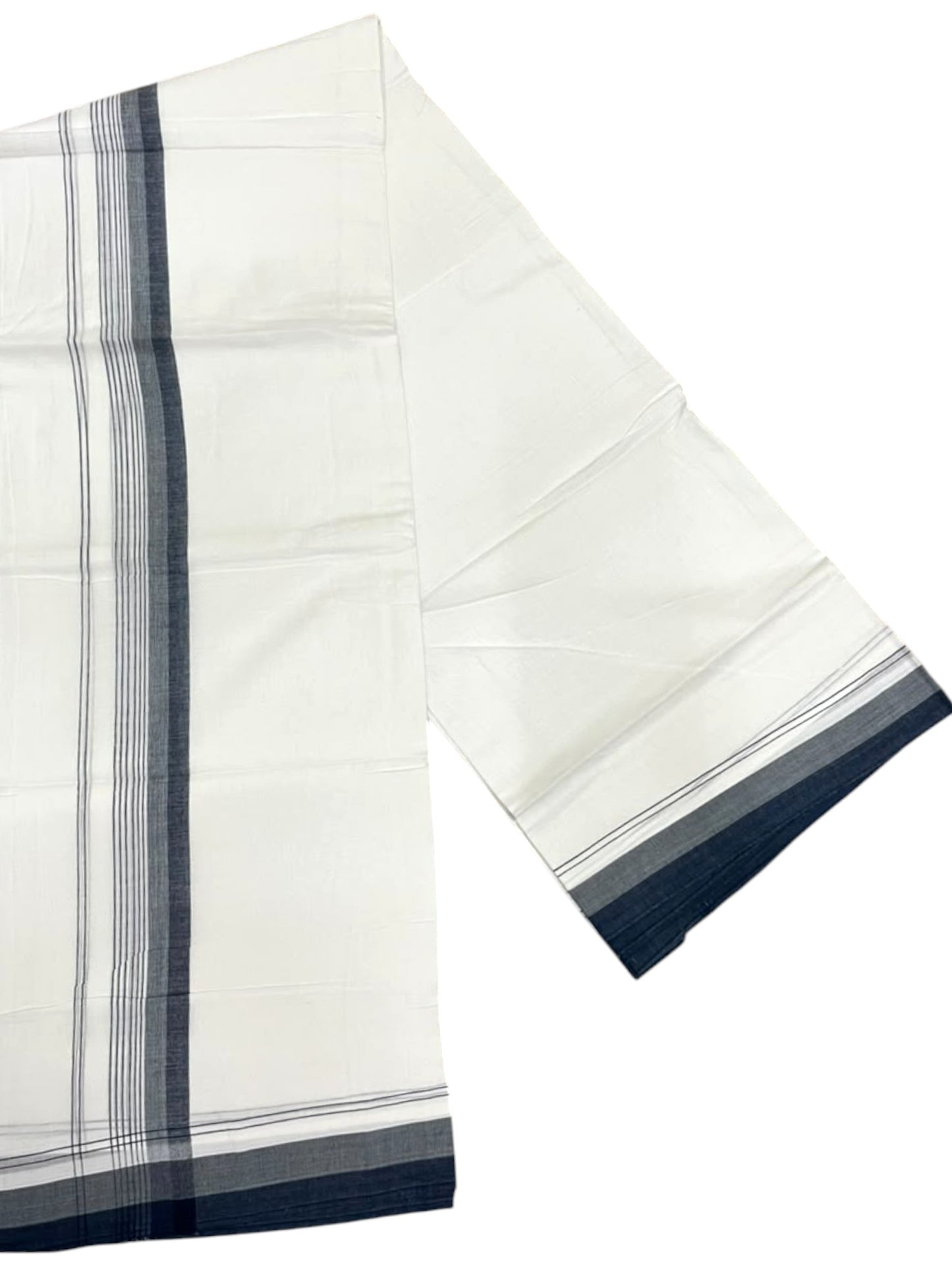 Southloom Pure Cotton Mundu with Blue Border (South Indian Kerala Dhoti)