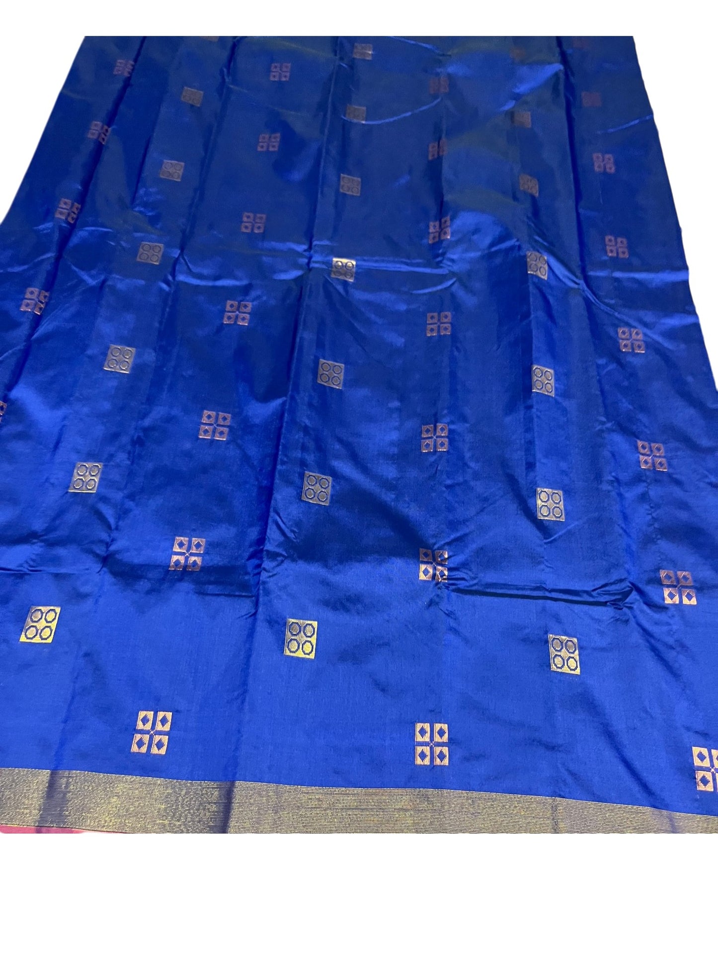 Southloom Semi Silk Saree with  Butta Works Across on Body in Blue And Maroon