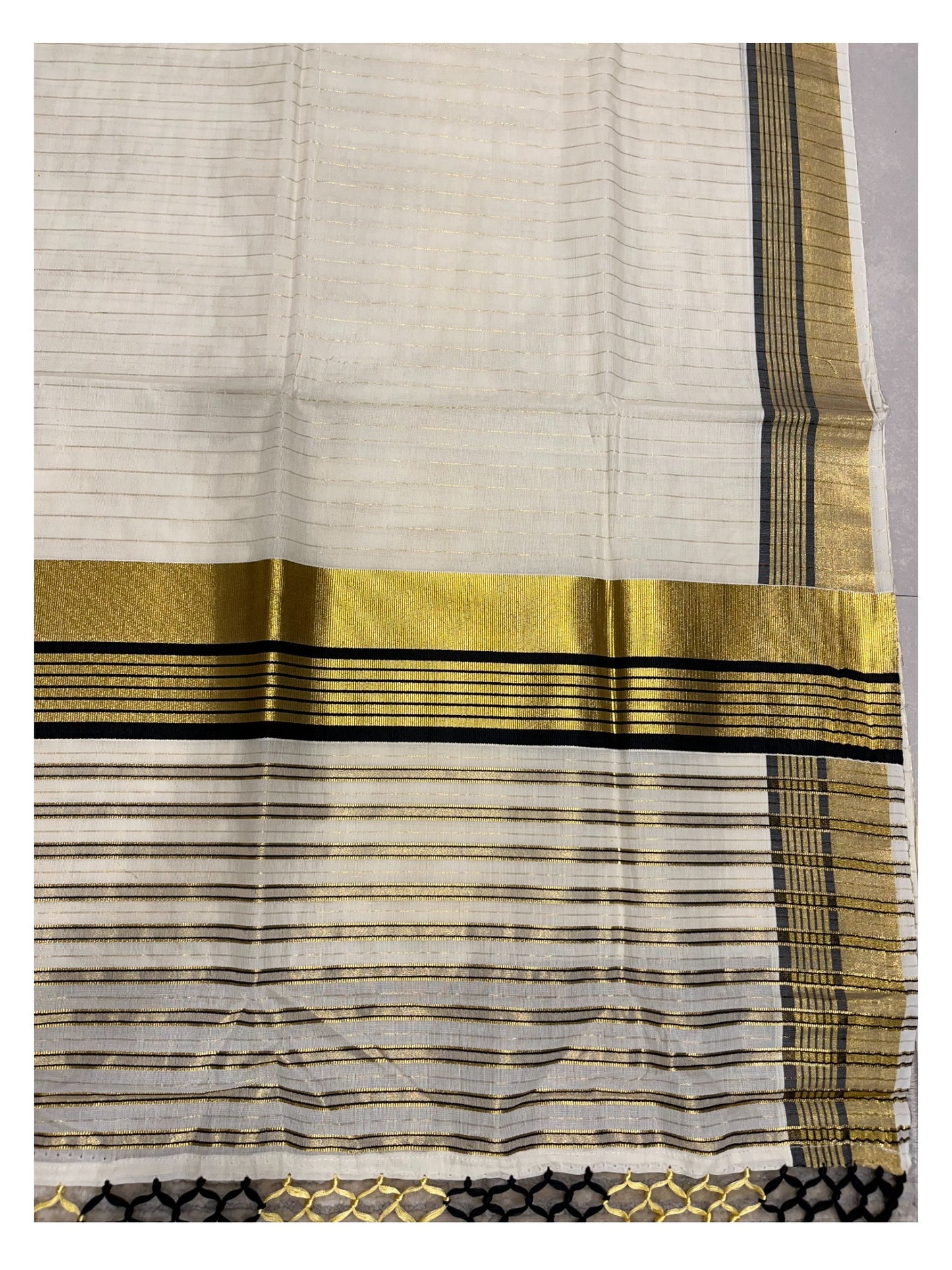 Southloom Kerala Pure Cotton Black Kasavu Saree