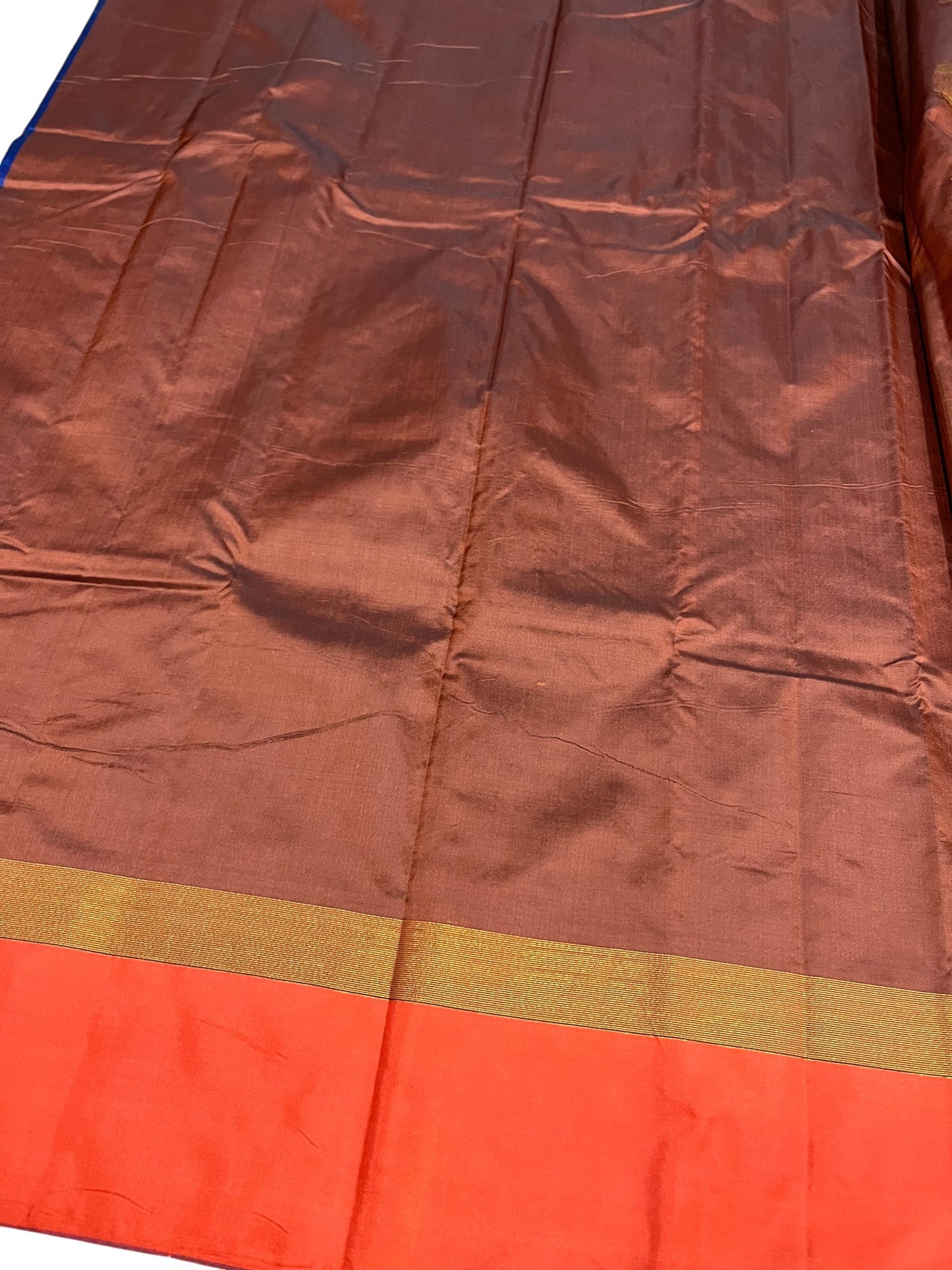 Southloom Semi Silk Saree with  Butta Works Across on Body in Blue And Maroon