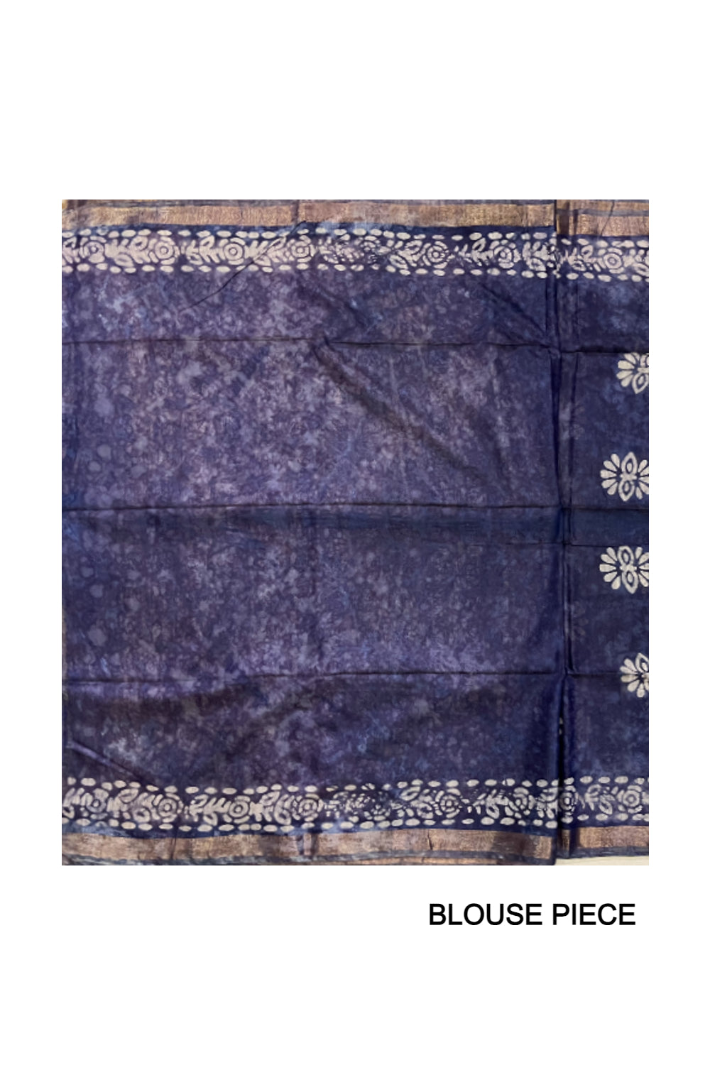 Southloom Cotton Dark Blue Saree with Baswara Prints on Body and Pallu