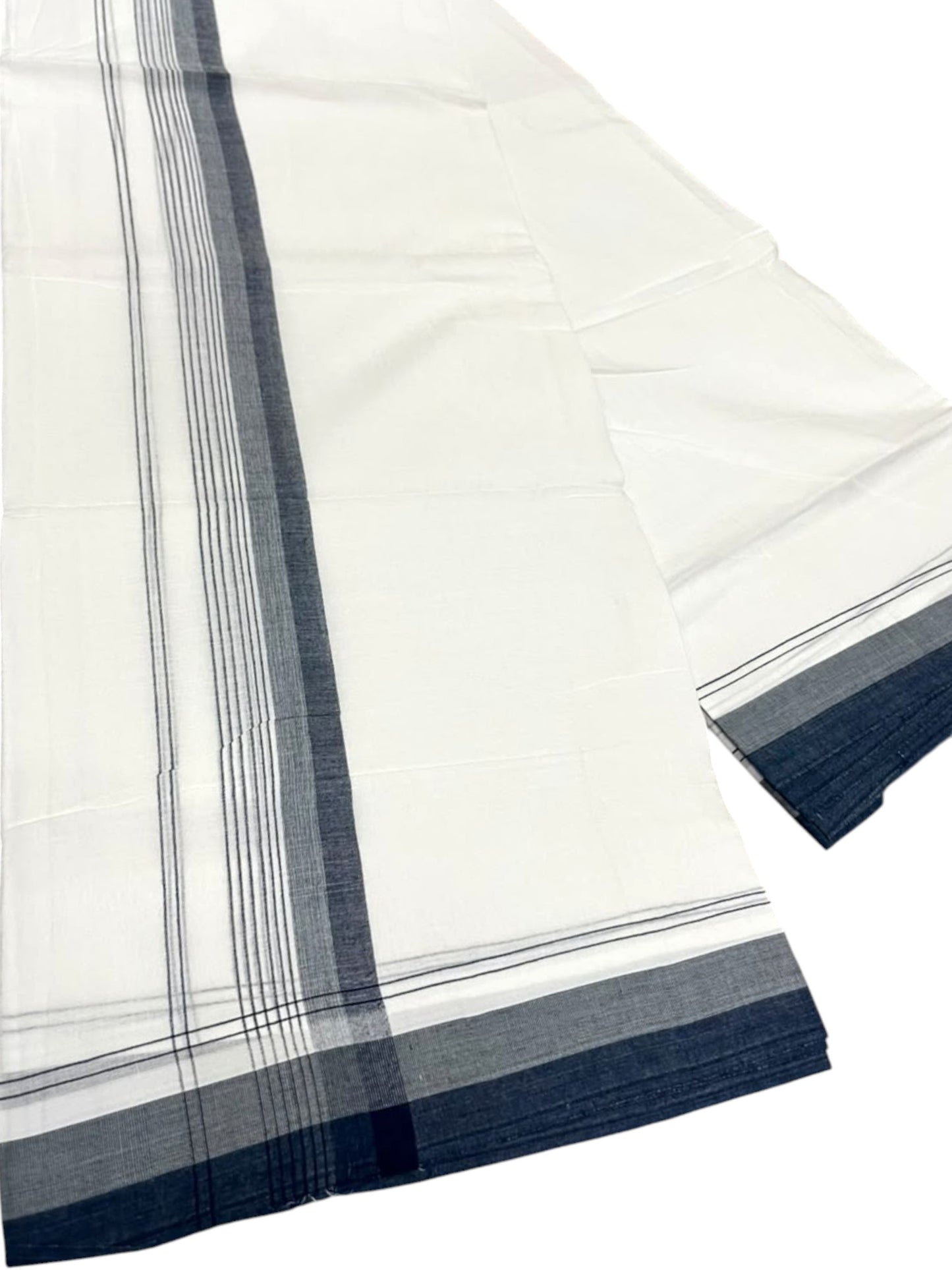 Southloom Pure Cotton Mundu with Blue Border (South Indian Kerala Dhoti)