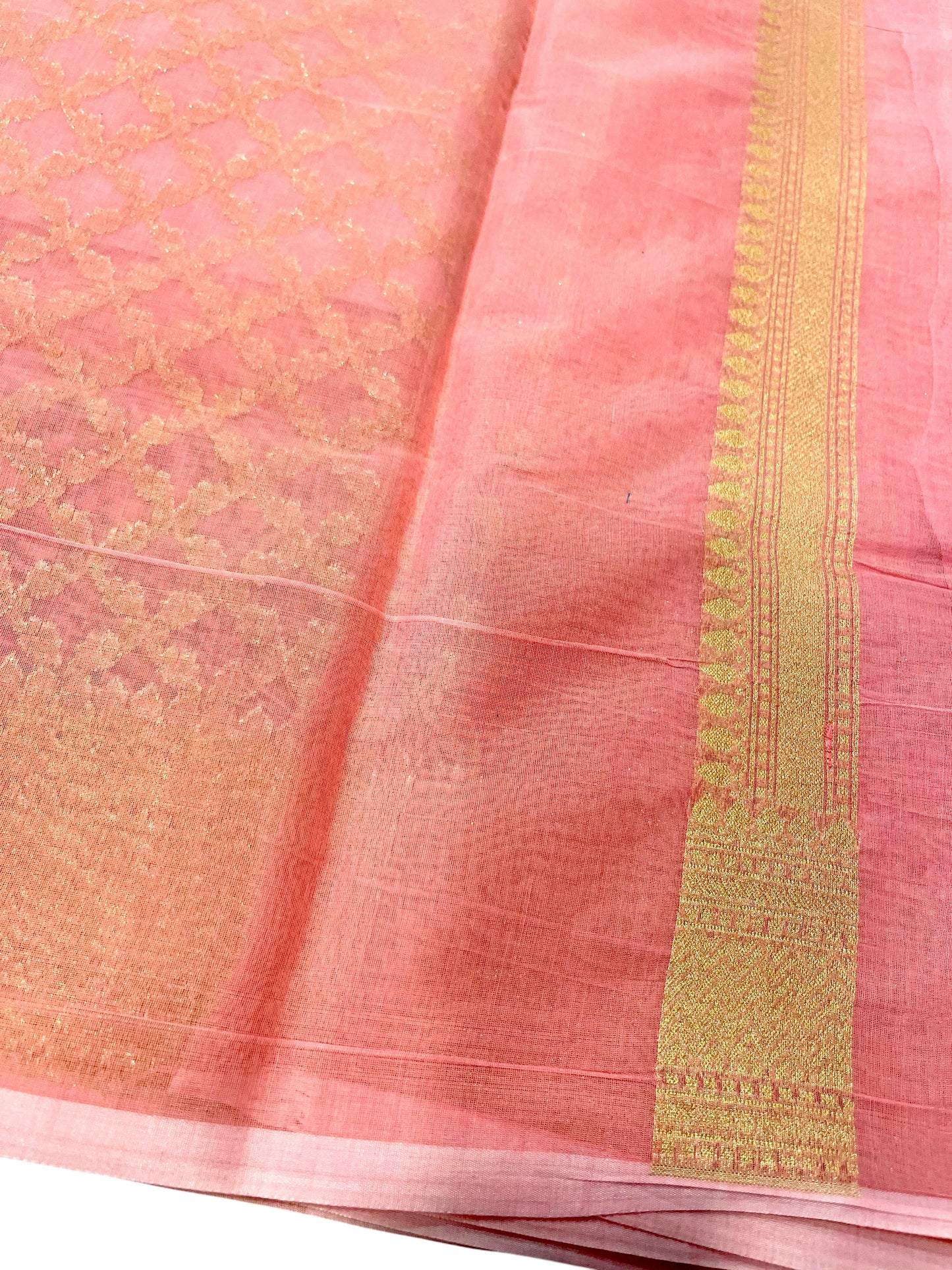 Southloom Cotton Banarasi Silk Saree with Woven Work on Body and Borders(Peach)