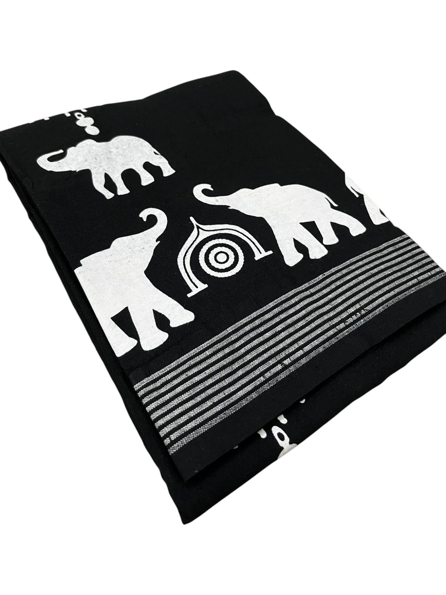 Southloom Black Printed Single Mundu / Otta Mundu / Lungi (South Indian Kerala Dhoti) SL319