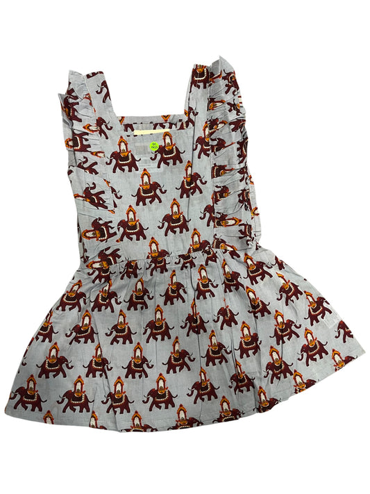 Southloom Pure Cotton Jaipur Printed Frocks for Girls (Age 1-2)