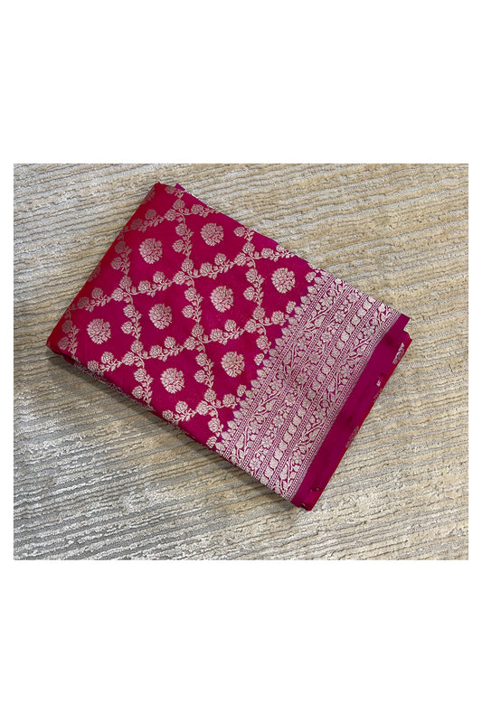 Southloom Banarasi Georgette Woven Work Saree in  Magenta
