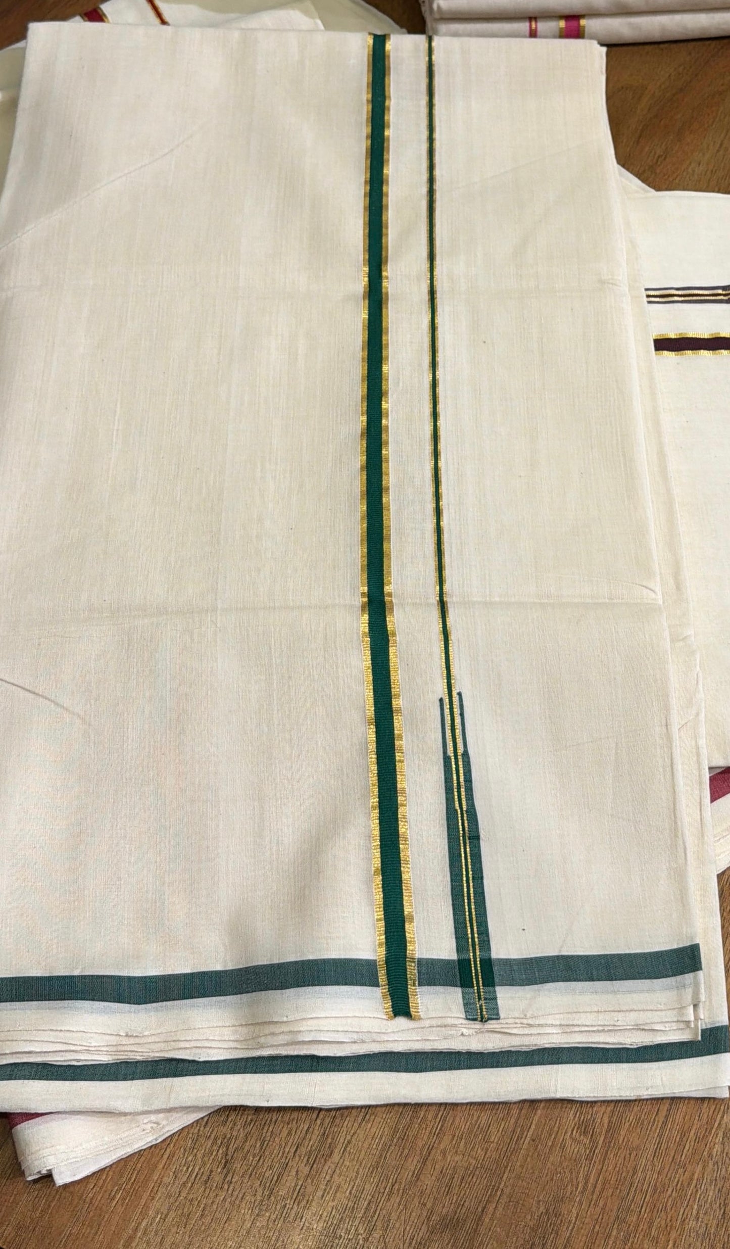 Green With Kasavu Border Handloom Cotton Saree SL123