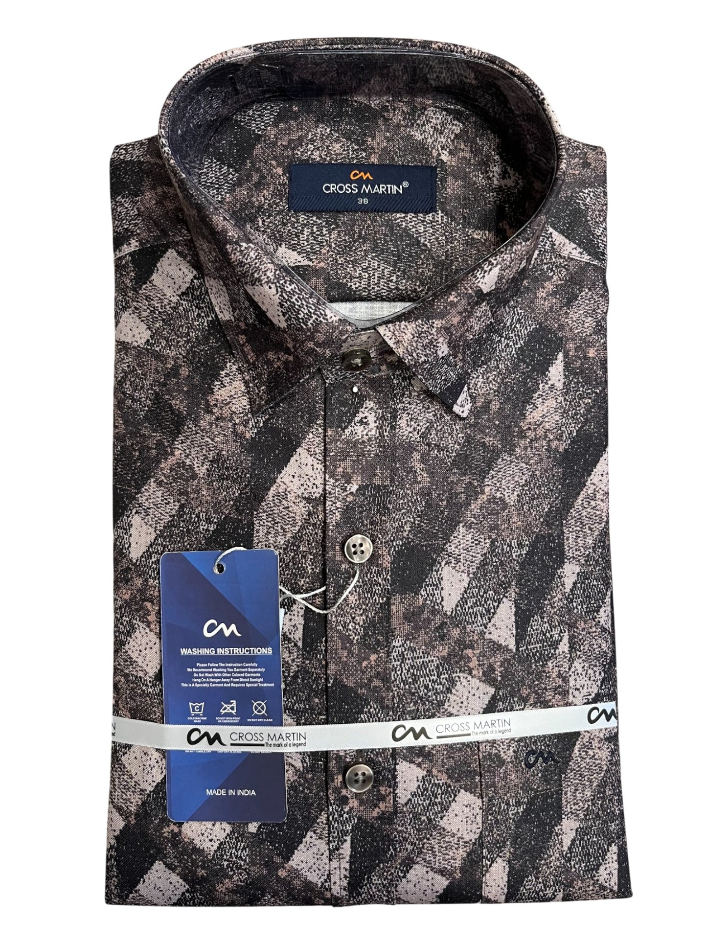 Southloom Pure Cotton Black Printed Shirt (38 FS)