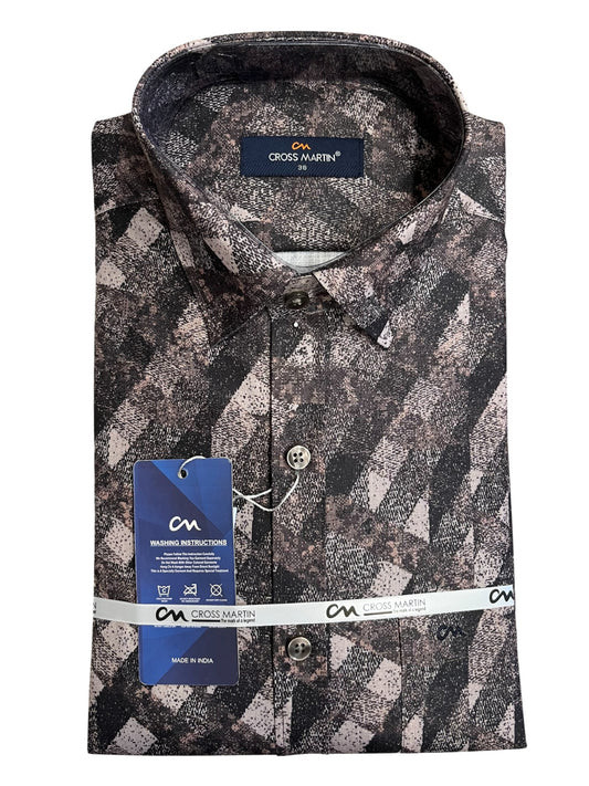 Southloom Pure Cotton Black Printed Shirt (38 FS)
