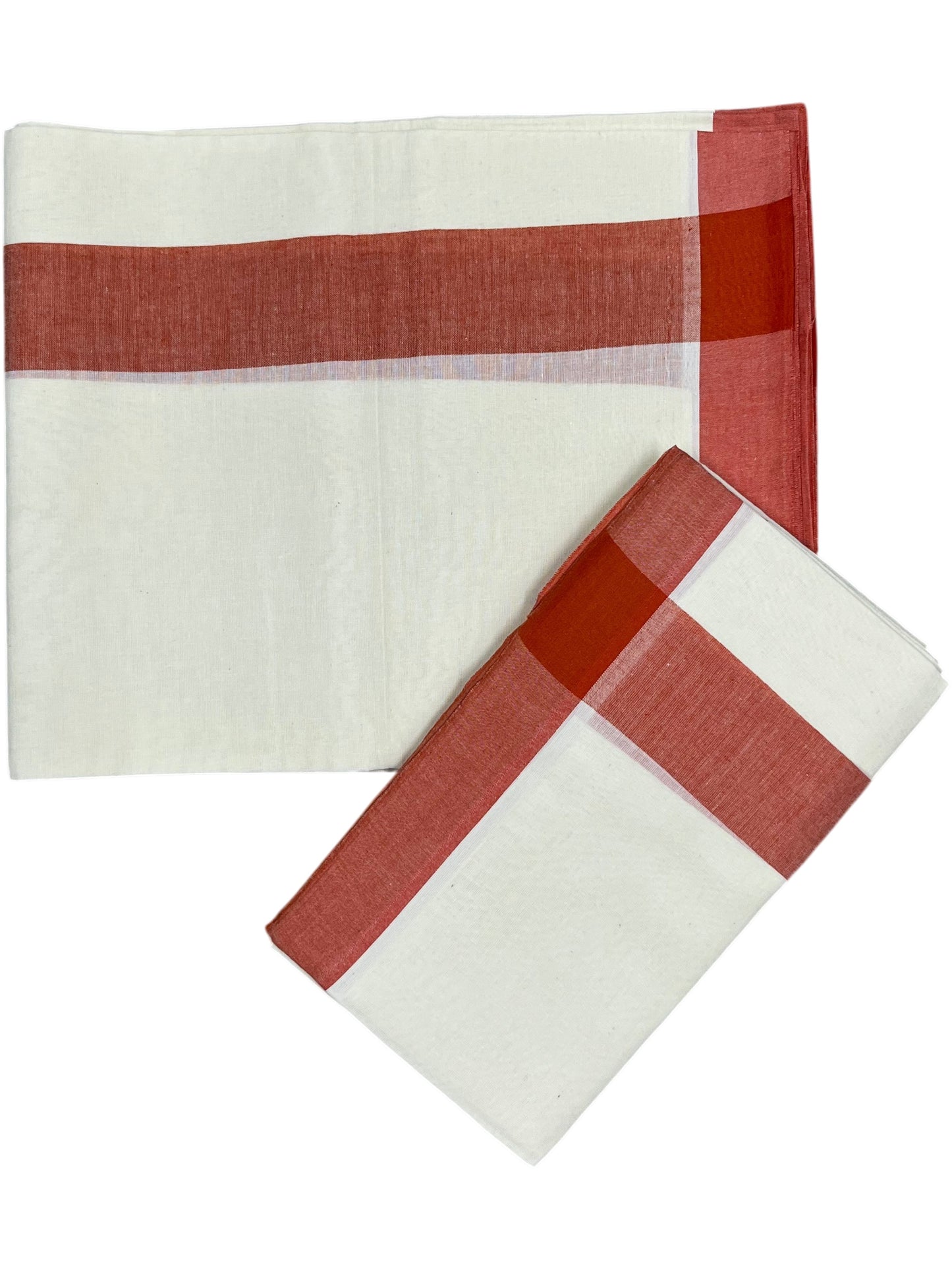 Kerala Mulloth Cotton Single Mundum Neriyathum with Orange Border