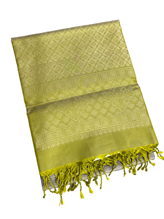 Southloom Pure Handloom Bridal Kanchipuram Silk Saree with Korvai Work (Green & Grey)