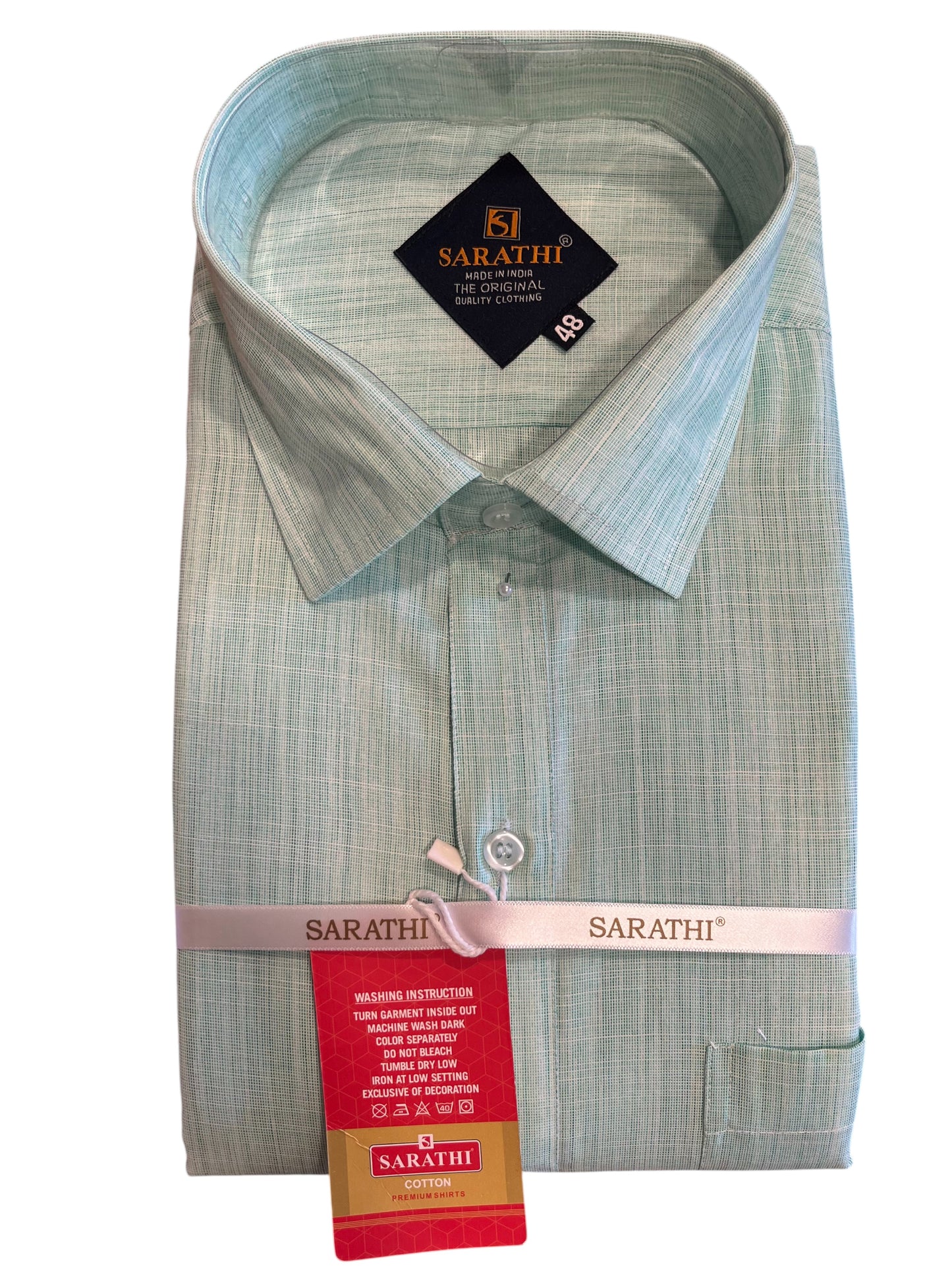 Pure Cotton  Green Plain Shirt (48 FS)