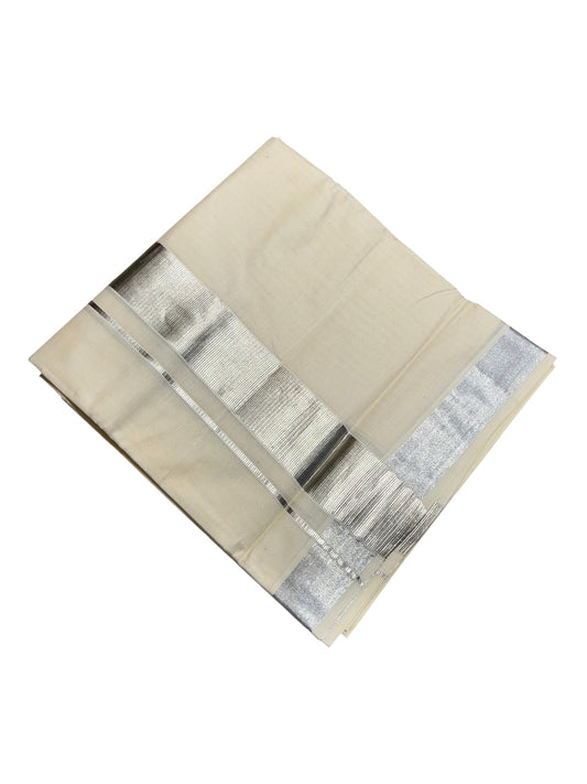 Southloom Kerala Pure Cotton Double Mundu with Silver Line Border (South Indian Dhoti)
