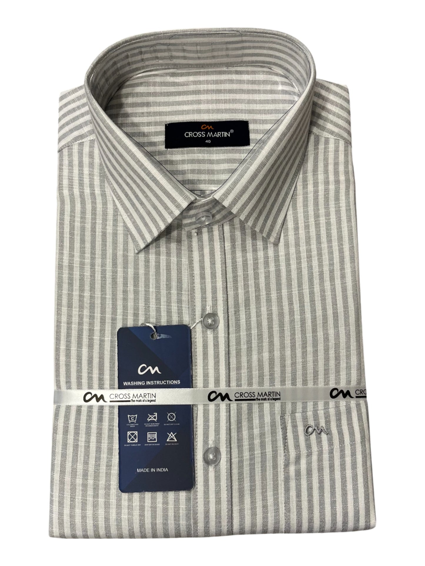 Southloom Pure Cotton Gray Lines Shirt (40 FS)
