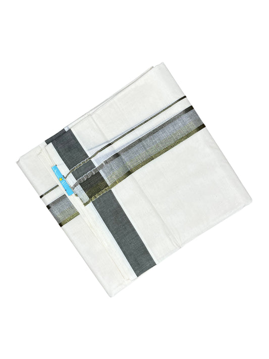Southloom Kerala Pure Cotton Double Mundu with Green Border (South Indian Dhoti)