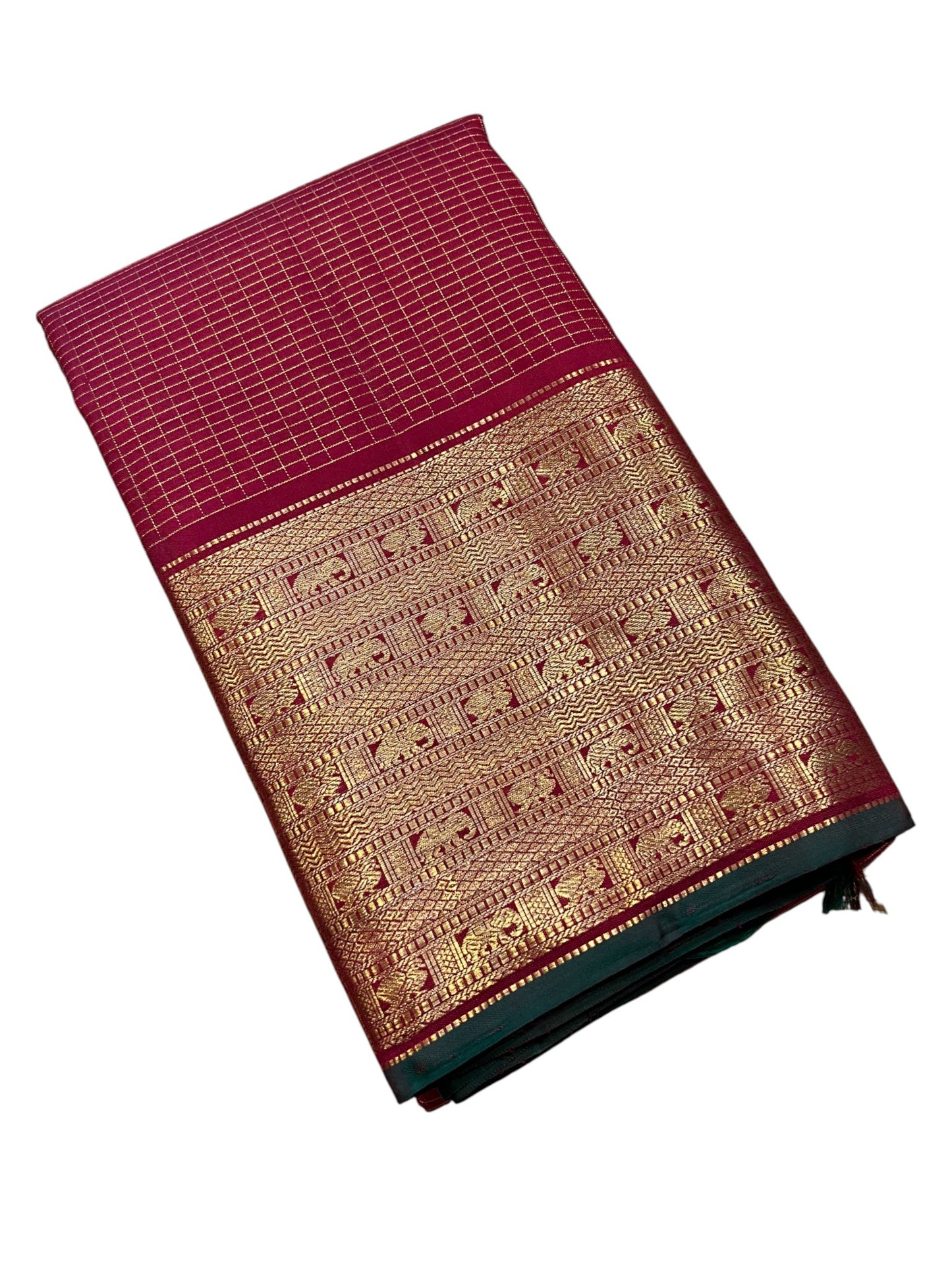 Southloom Pure Handloom Bridal Kanchipuram Silk Saree with Korvai Work (Maroon)