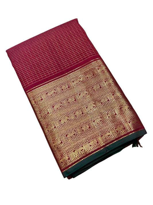 Southloom Pure Handloom Bridal Kanchipuram Silk Saree with Korvai Work (Maroon)