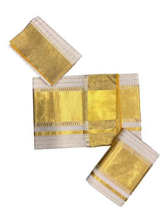 Southloom Premium Handloom Set Mundu with Kasavu and Golden Border (2.80 Mtr)