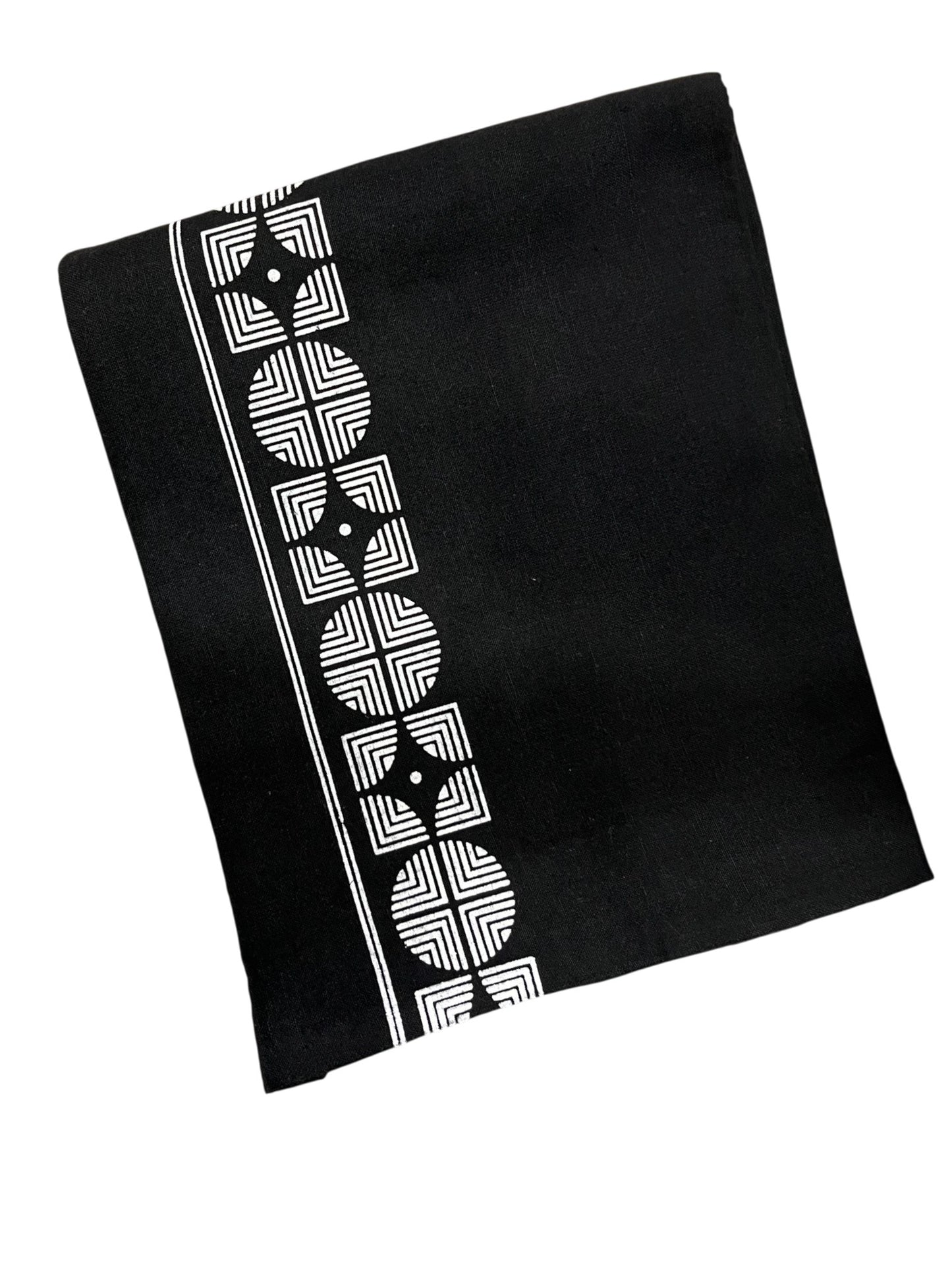 Southloom Black Printed Single Mundu / Otta Mundu / Lungi (South Indian Kerala Dhoti)