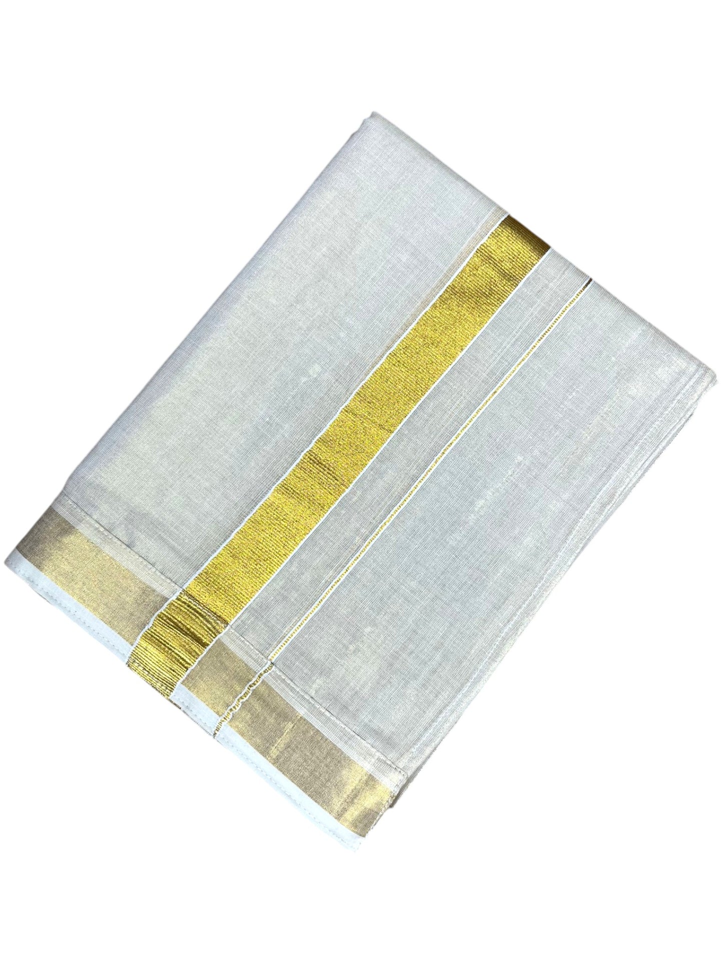 Southloom Tissue Velcro Mundu with Kasavu Border (South Indian Kerala Dhoti)