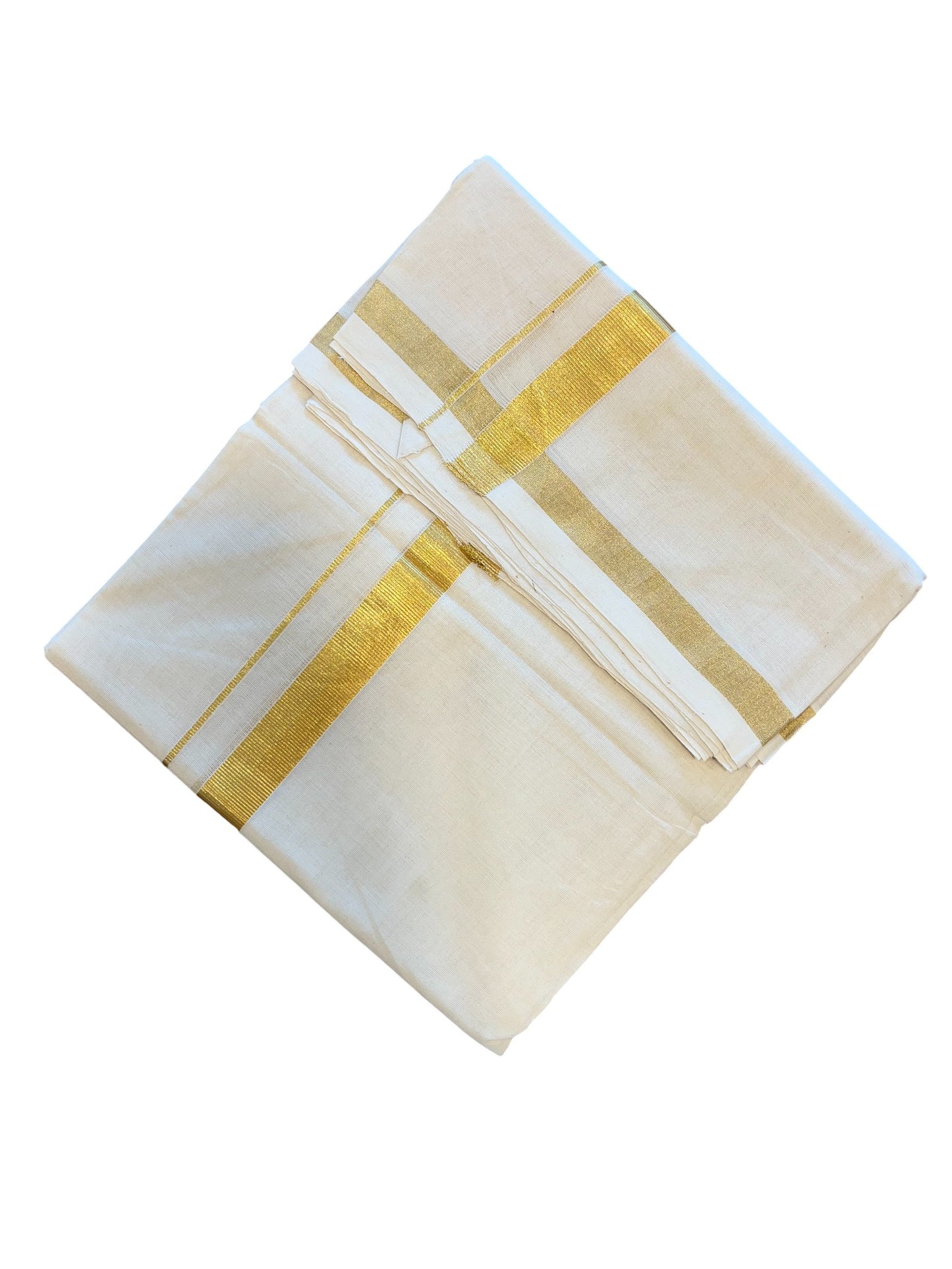Southloom Premium Handloom Cotton Gold Kasavu Double Mundu