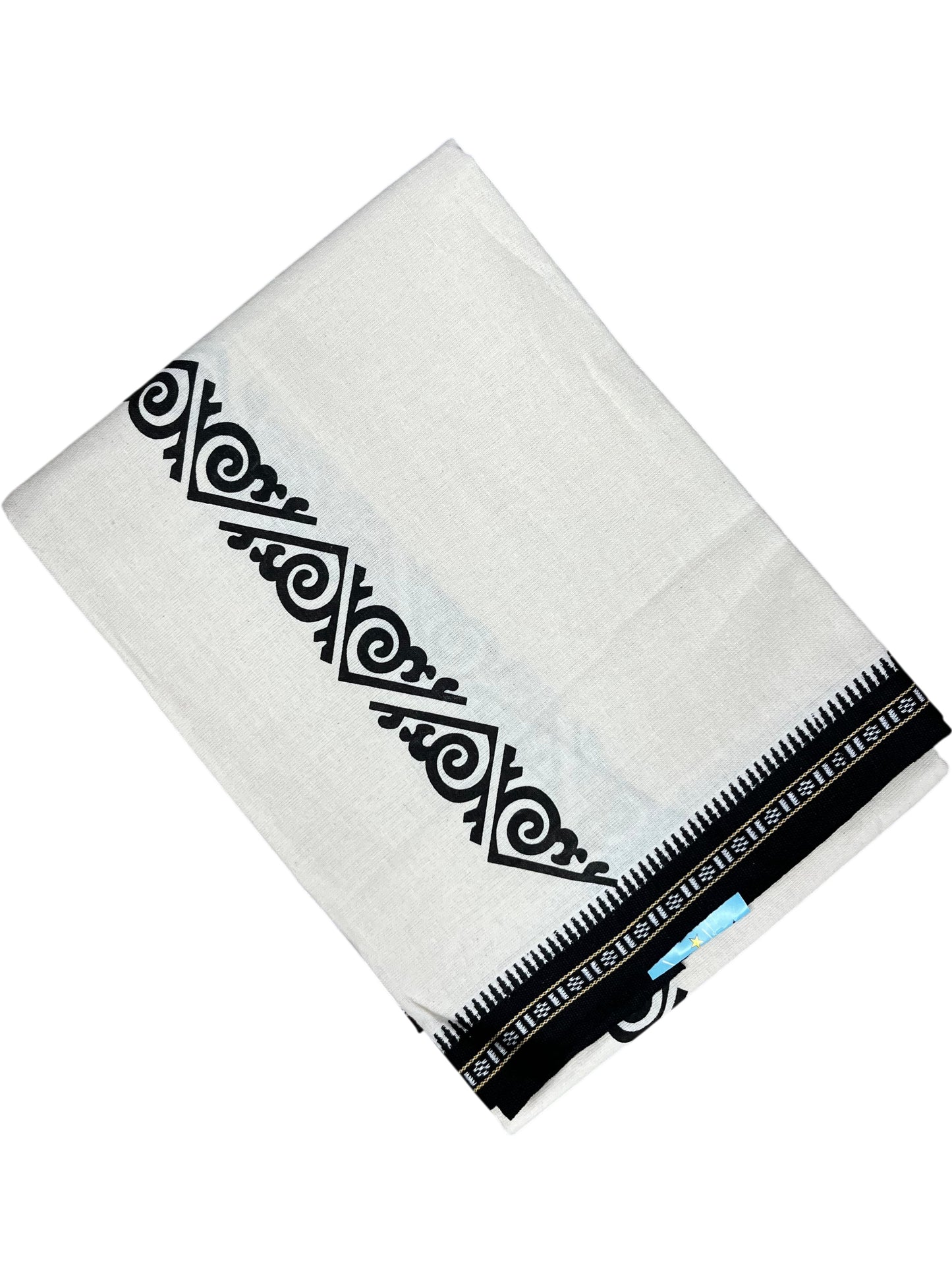 Southloom White Printed Single Mundu / Otta Mundu / Lungi (South Indian Kerala Dhoti)