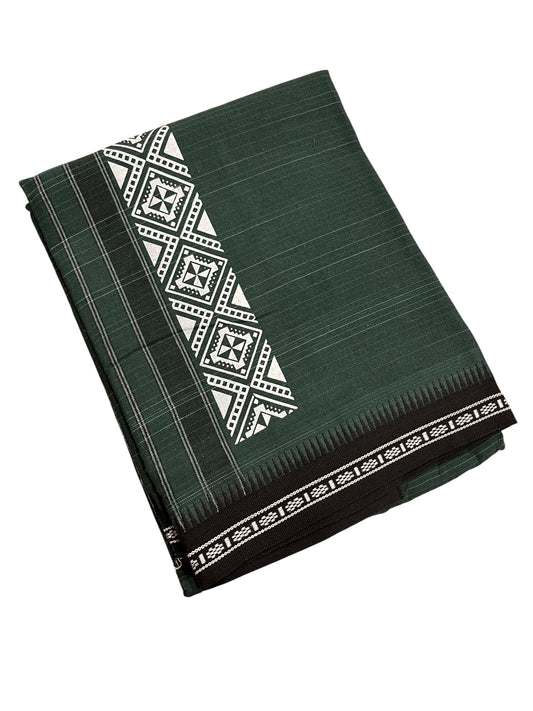 Southloom Green Printed Single Mundu / Otta Mundu / Lungi (South Indian Kerala Dhoti)