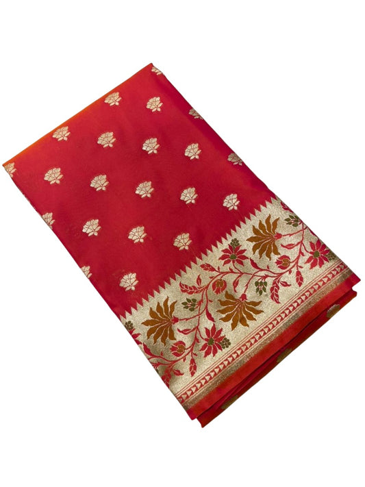 Southloom Pure Banarasi Silk Saree with Woven Work on Body and Borders (Pink And Orange)