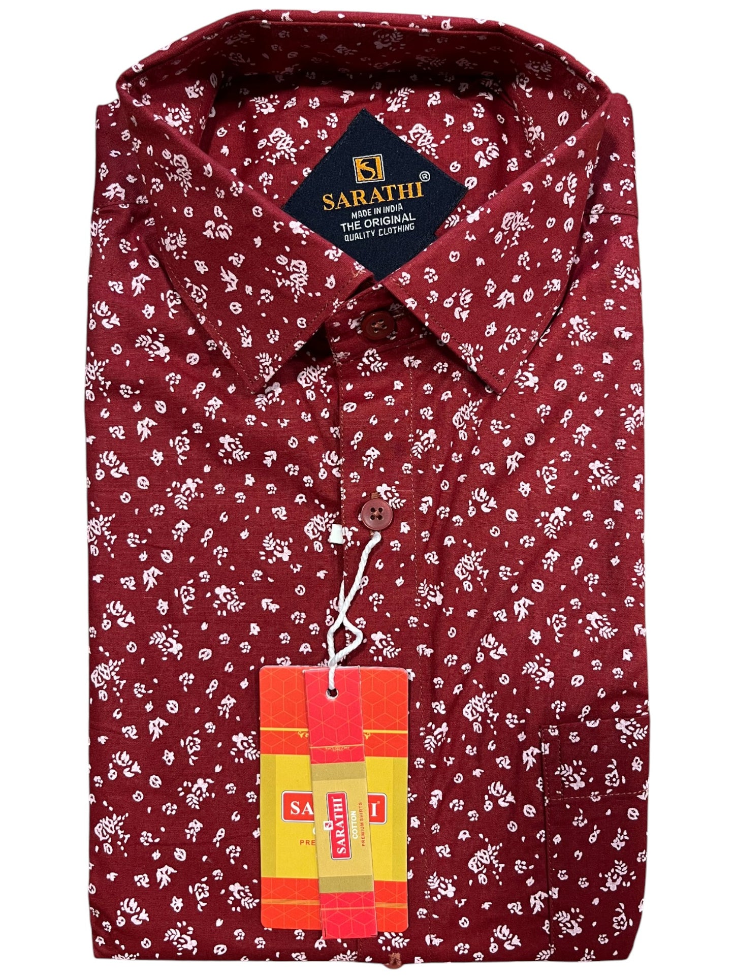 Southloom Pure Cotton Shirt with Maroon Printed(38 HS)