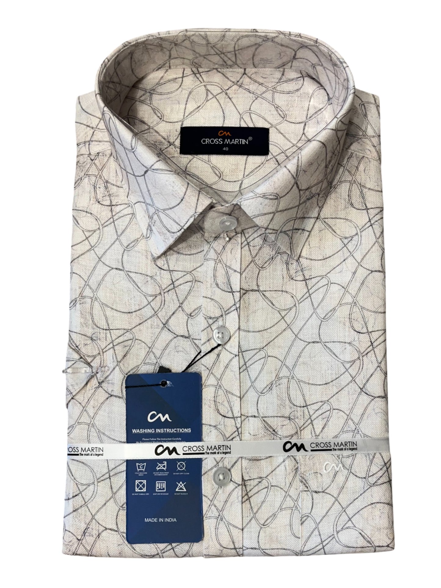 Southloom Pure Cotton Off-White Printed Shirt (40 HS)