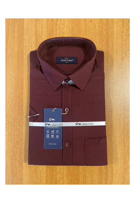 Pure Cotton Maroon Solid Shirt (38 HS)