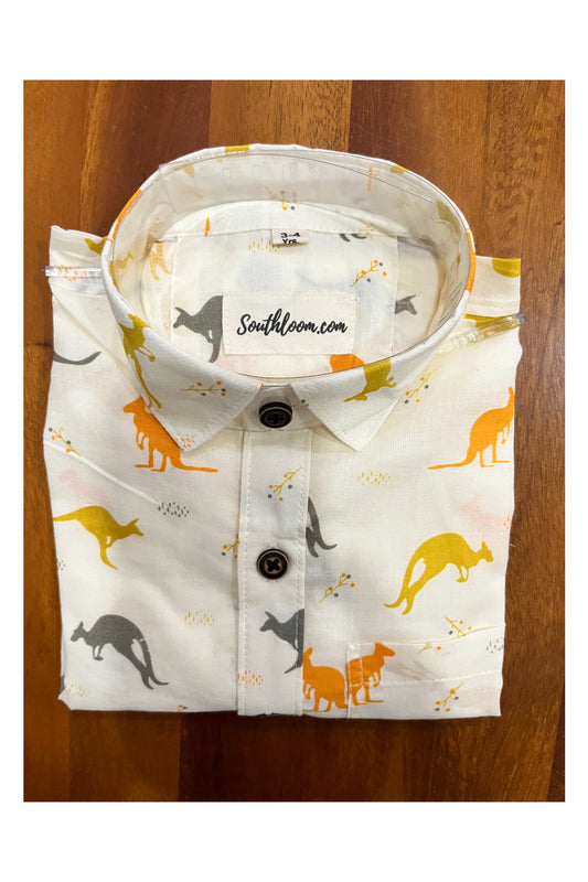 Southloom Jaipur Cotton Kangaroo Hand Block Printed Shirt For Kids (Half Sleeves)