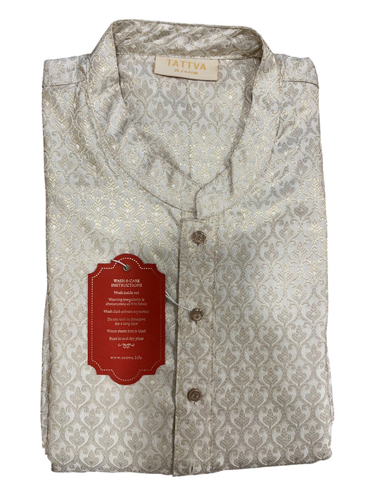 Southloom Semi Silk Short Kurta for Men in White Colour