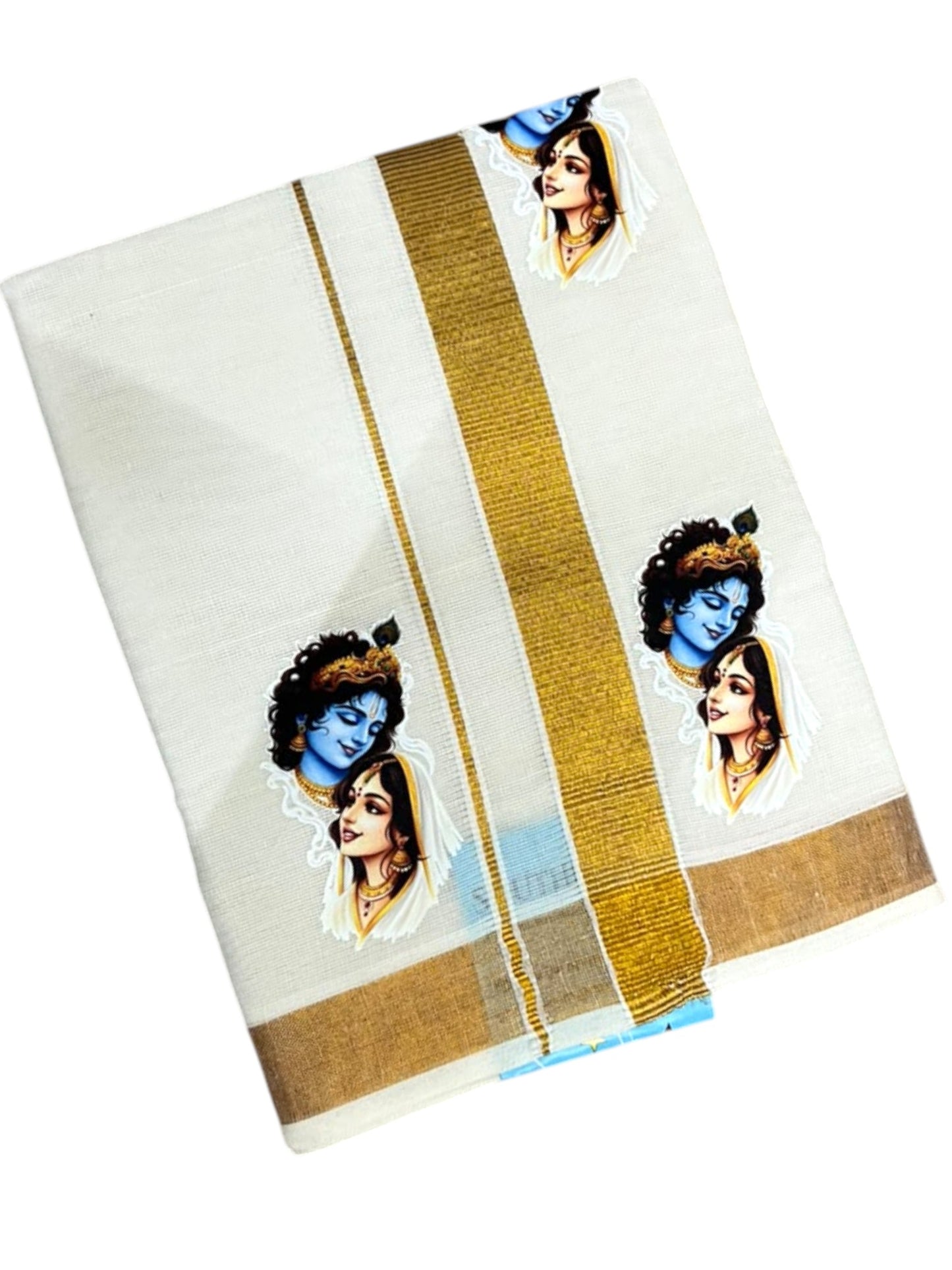 Southloom Cotton Kasavu Printed Kids's Velcro Mundu SLK