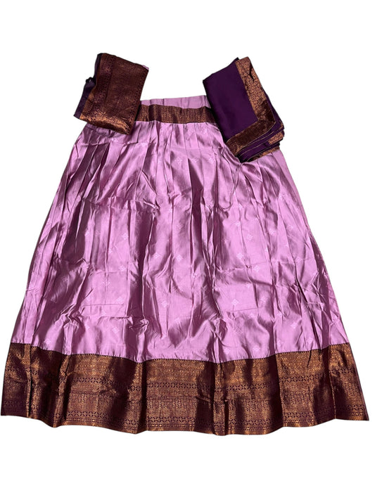 Southloom Semi Silk Dhavani Set with Pavada and Pink Blouse PieceSLDHAVANI SL542