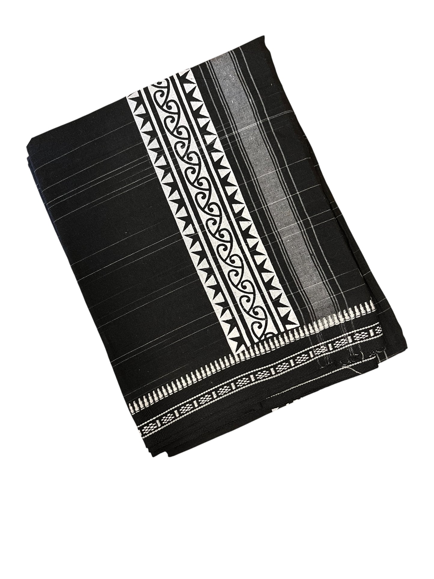 Southloom Black Printed Single Mundu / Otta Mundu / Lungi (South Indian Kerala Dhoti)