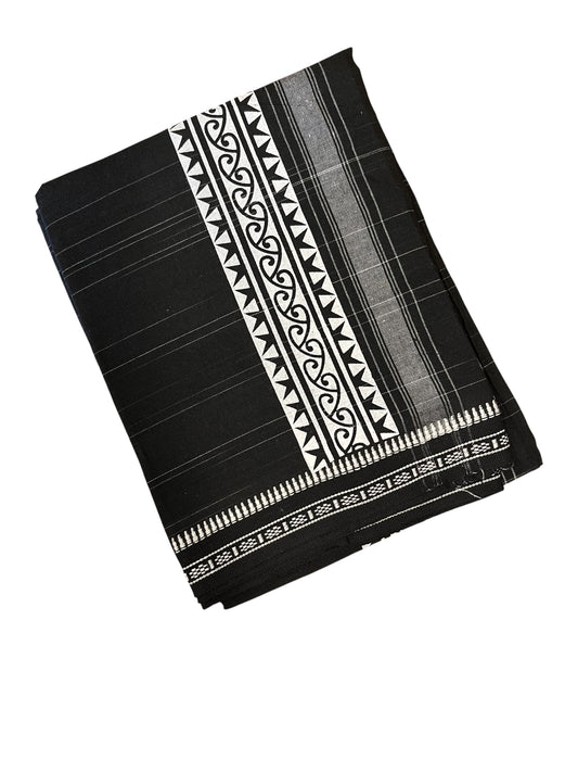 Southloom Black Printed Single Mundu / Otta Mundu / Lungi (South Indian Kerala Dhoti)