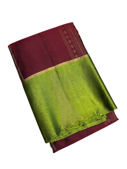 Southloom Pure Handloom Bridal Kanchipuram Silk Saree with Korvai Work (Green & Maroon)