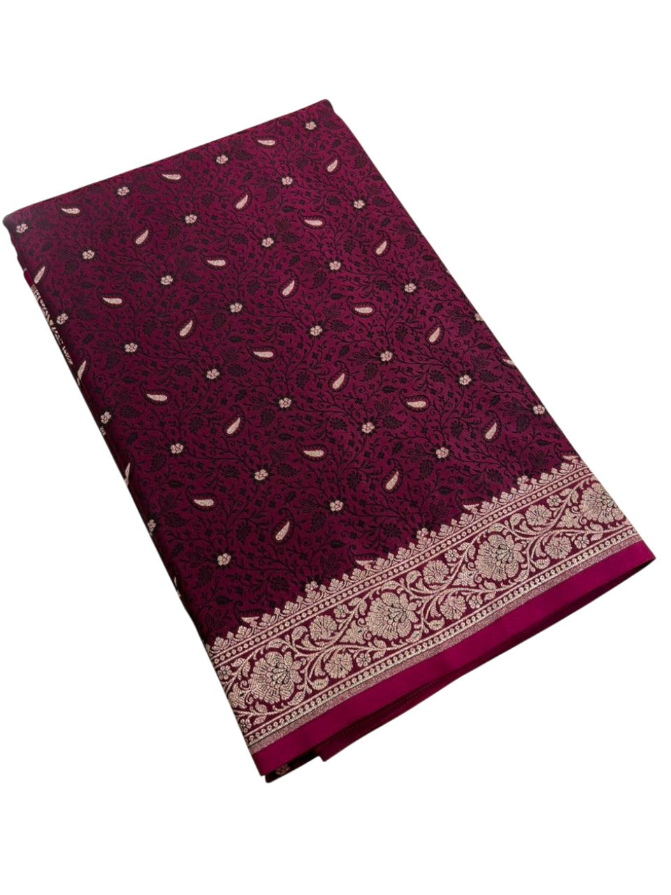 Southloom Pure Banarasi Silk Saree with Woven Work on Body and Borders (Purple)