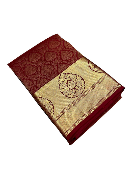 Southloom Pure Handloom Bridal Kanchipuram Silk Saree with Korvai Work (Maroon)