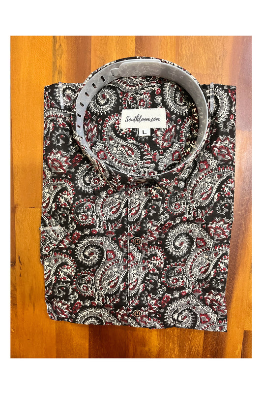 Southloom Jaipur Cotton Hand Block Printed Black Shirt (Half Sleeves)