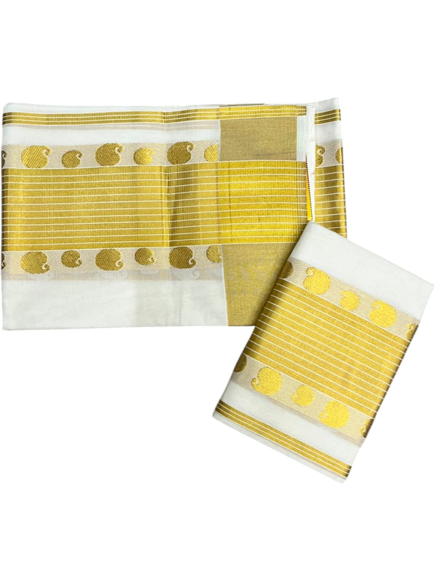 Southloom Premium Cotton Handloom Set Mundu with Manga Woven Design And Kasavu Border (2.80 Mtr) SL632