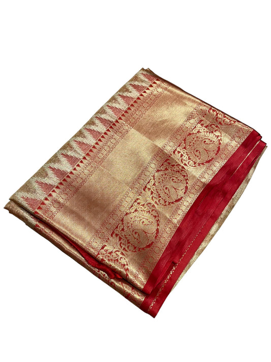 Southloom Semi Banarasi Katan Tissue Saree with Woven Work on Body and Borders