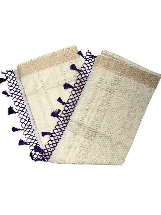 Southloom Kerala Cotton Kasavu Saree with Golden Thread Work