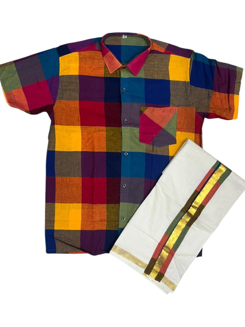 Southloom Cotton Madras Check Design Men's Combo (Shirt + Mundu) SLCOMBO SL577