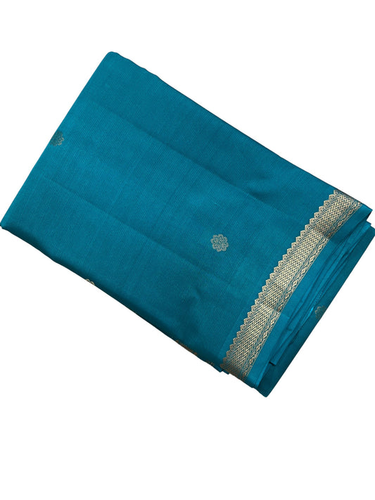 Southloom Pure Handloom Bridal Kanchipuram Silk Saree with Korvai Work(Green)